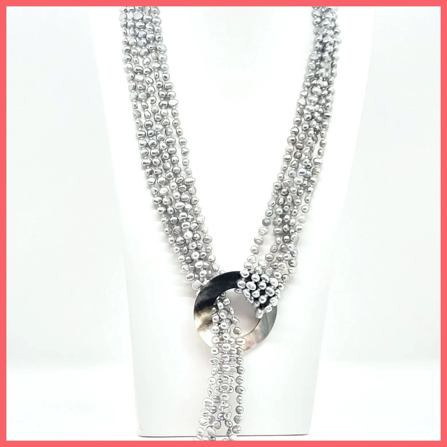 5-Strand Pearl Statement Necklace