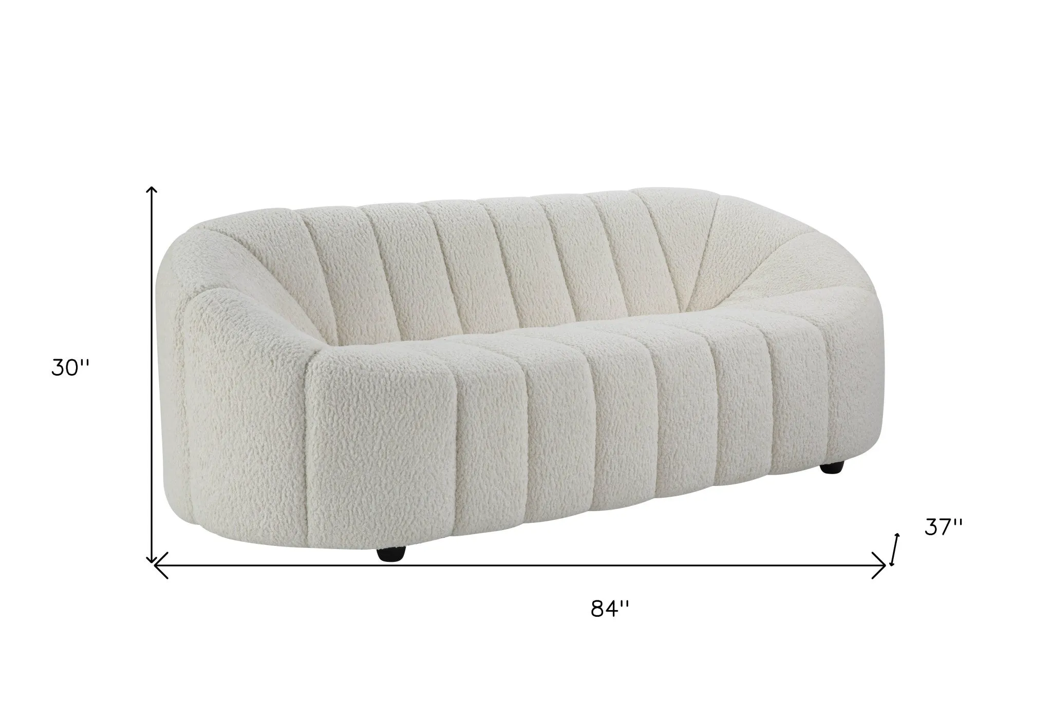 84 White Sherpa And Black Sofa