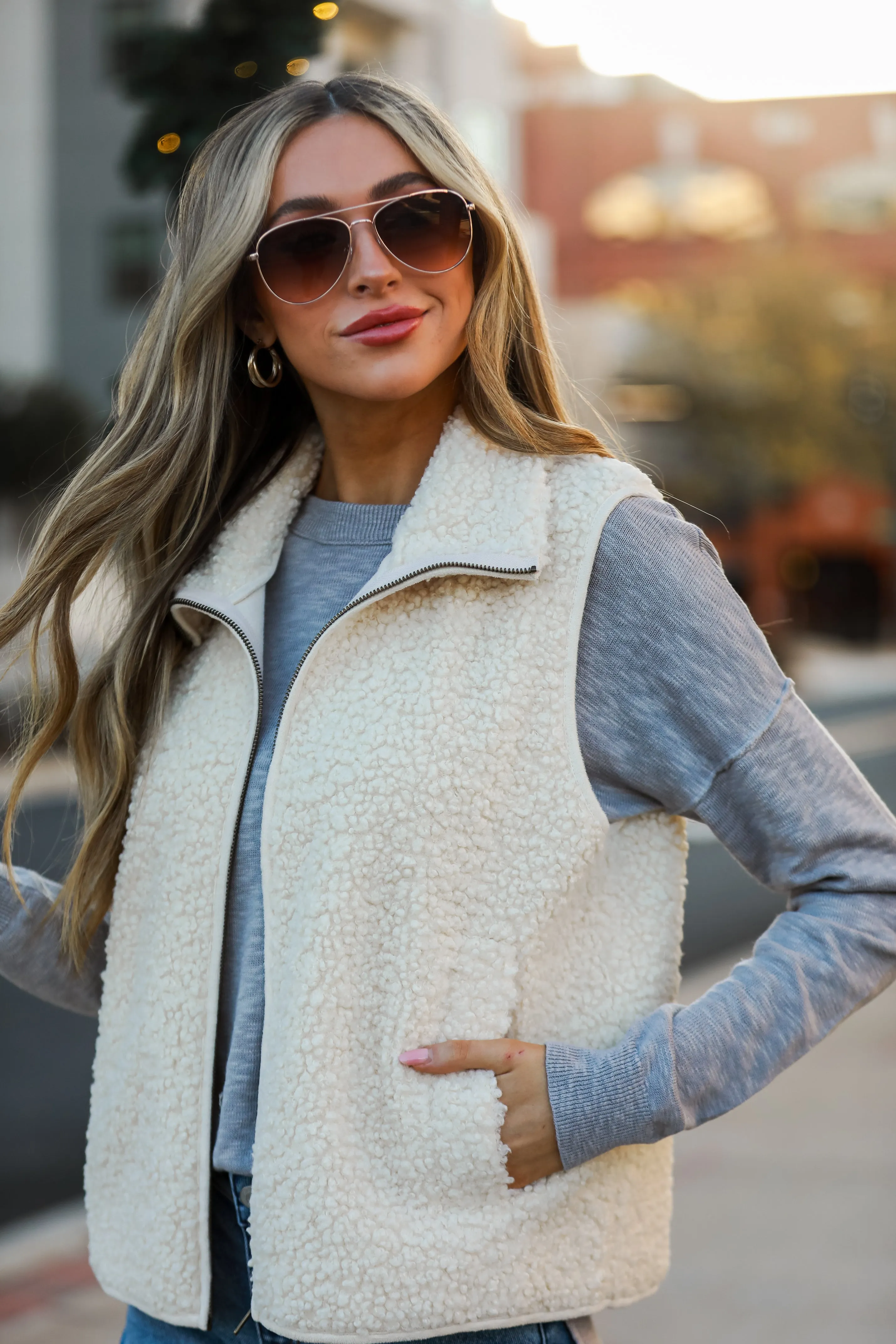 Amazing Comfort Ivory Sherpa Vest