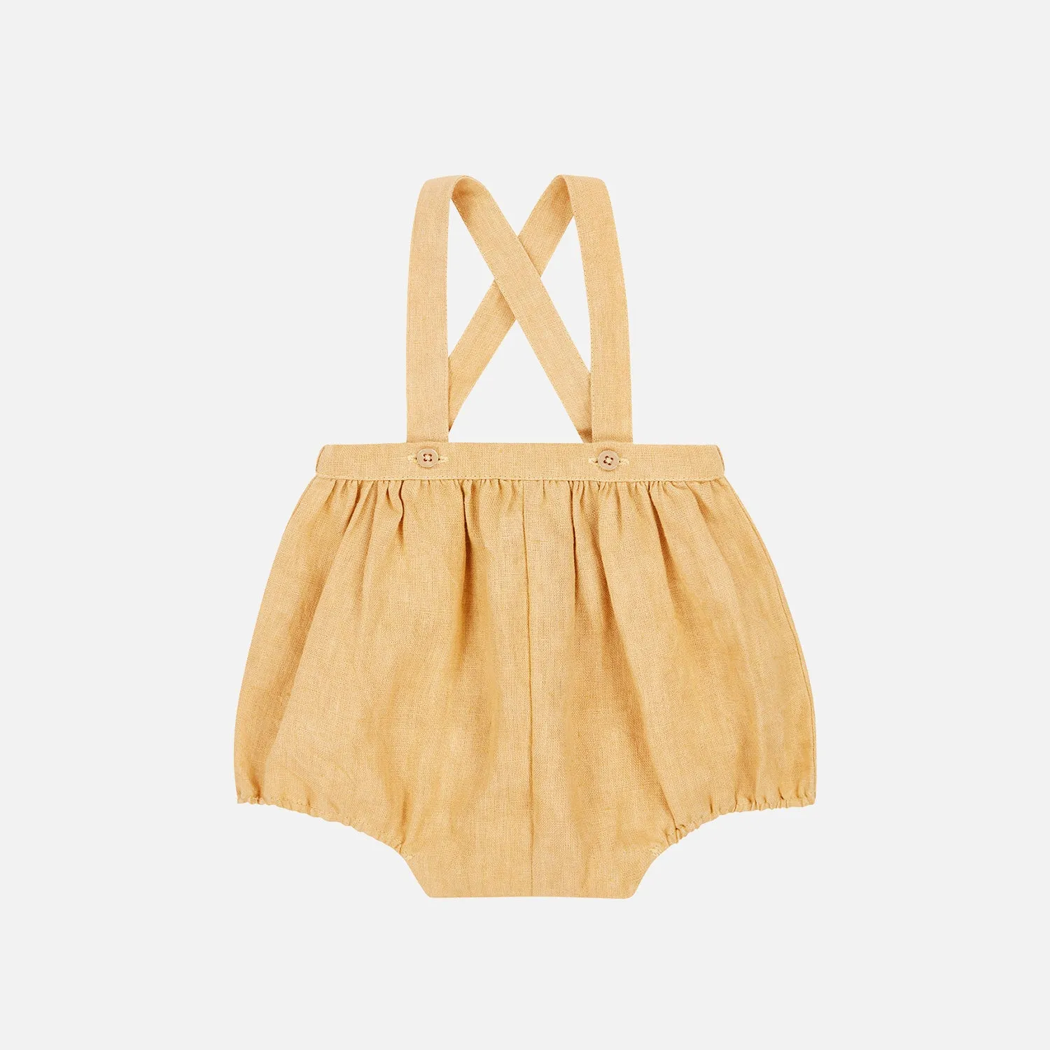 Baby Linen Musa Romper - Pale Yellow