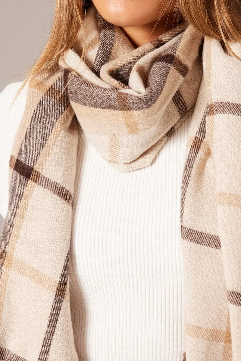 Beige Check Scarf