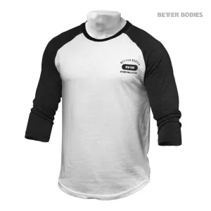 Better Bodies Mens Baseball Tee - Anthracite Melange-White