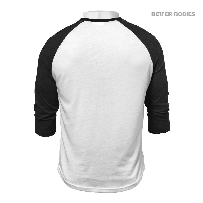 Better Bodies Mens Baseball Tee - Anthracite Melange-White