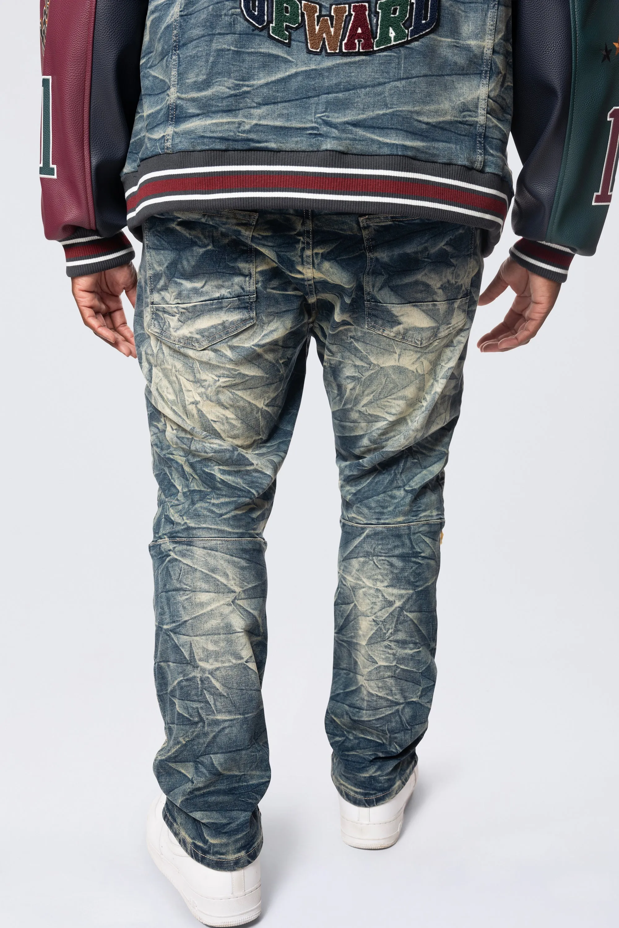 Big and Tall - Varsity Patch Jeans - Alley Blue