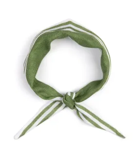 Bigi Linen Border Stripe Triangle Scarf: Green