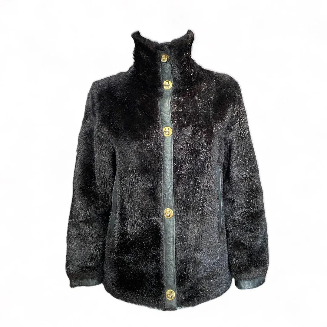 Black Faux Fur Bomber Jacket