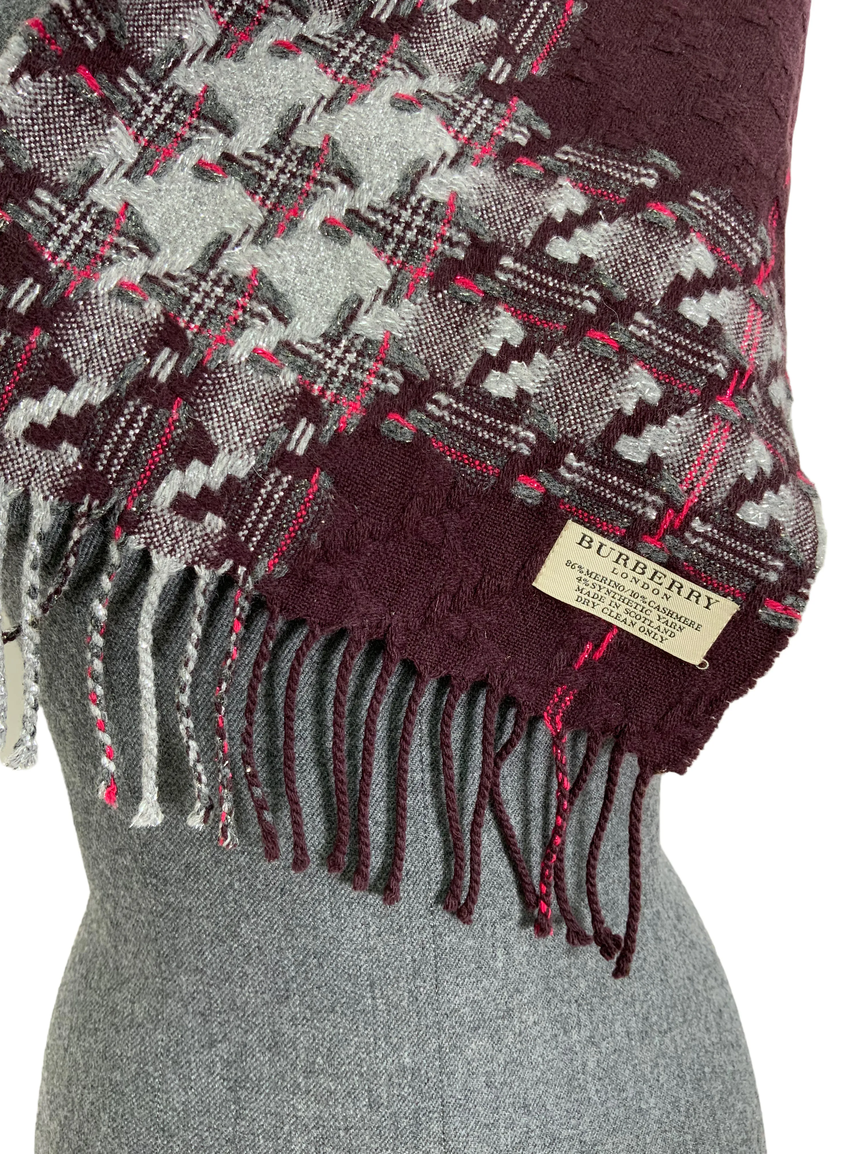 Burberry Checkered Plaid Wool Scarf