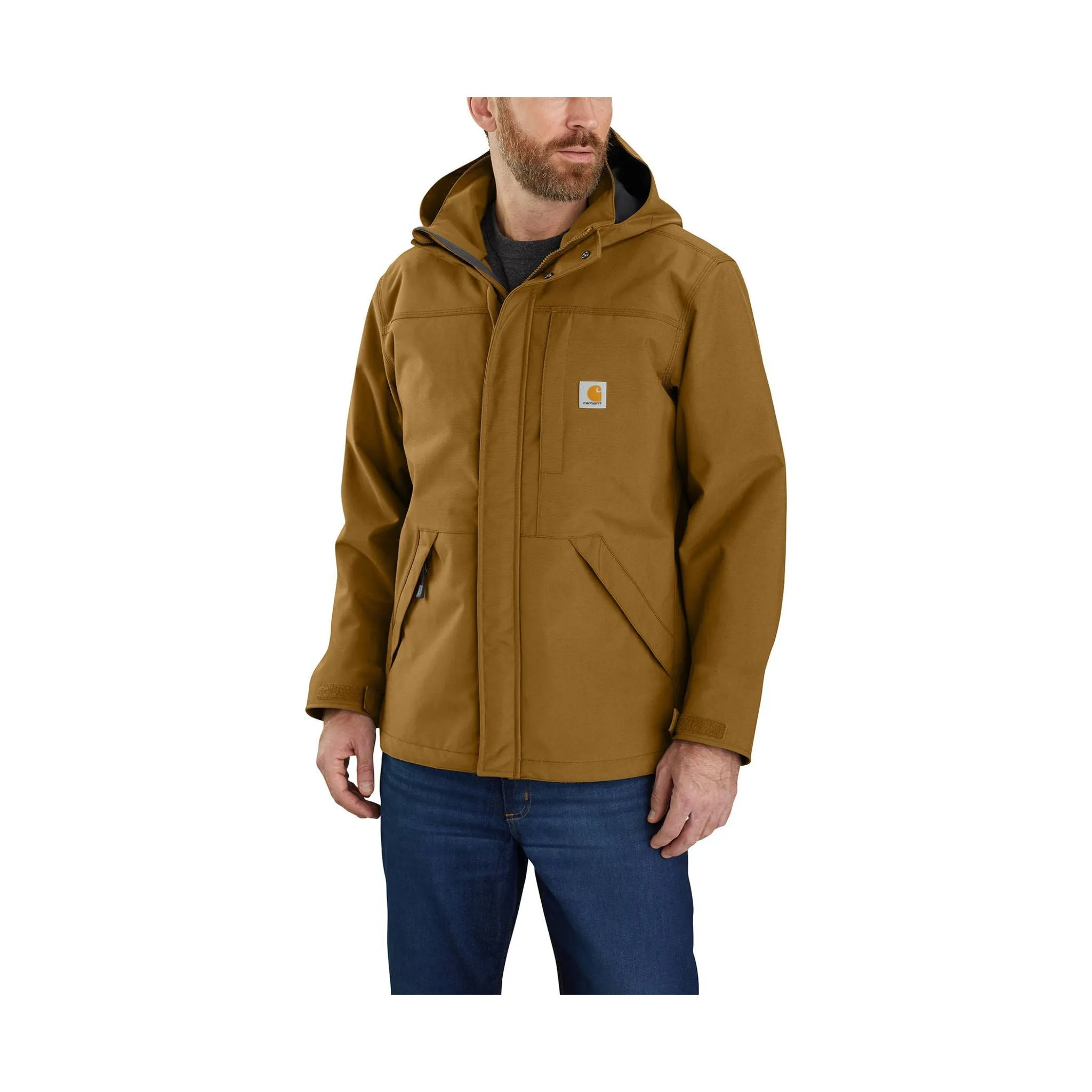 Carhartt Men's Storm Defender Loose Fit Heavy Weight Rain Jacket - Oak Brown