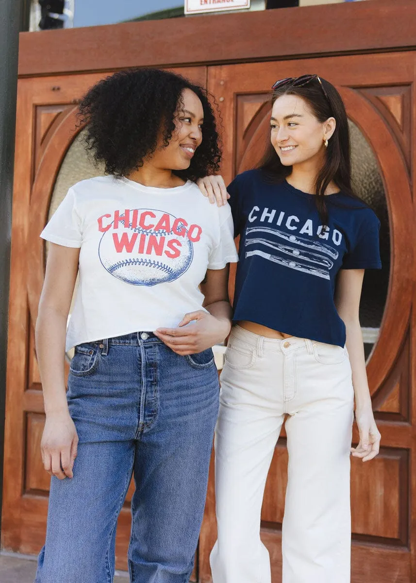 Chicago Wins Baseball Vintage Crop T-Shirt