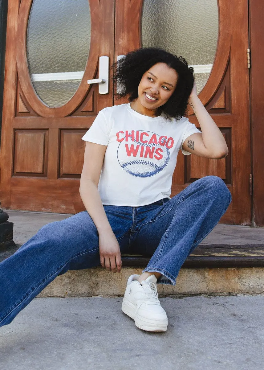 Chicago Wins Baseball Vintage Crop T-Shirt