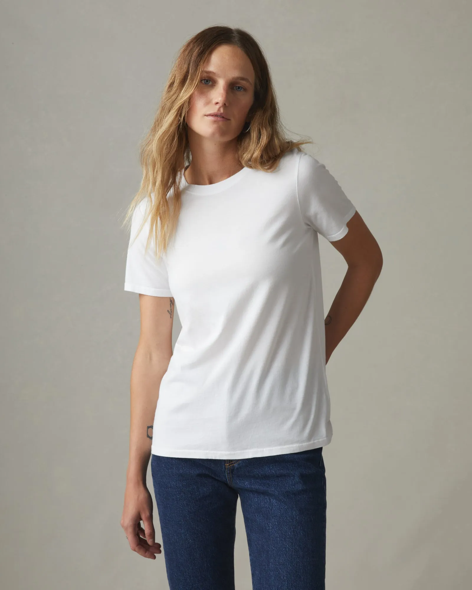 Classic Cotton Crew Tee - White