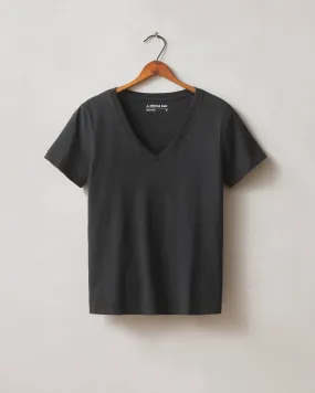 Classic Cotton V-Neck Tee - Black