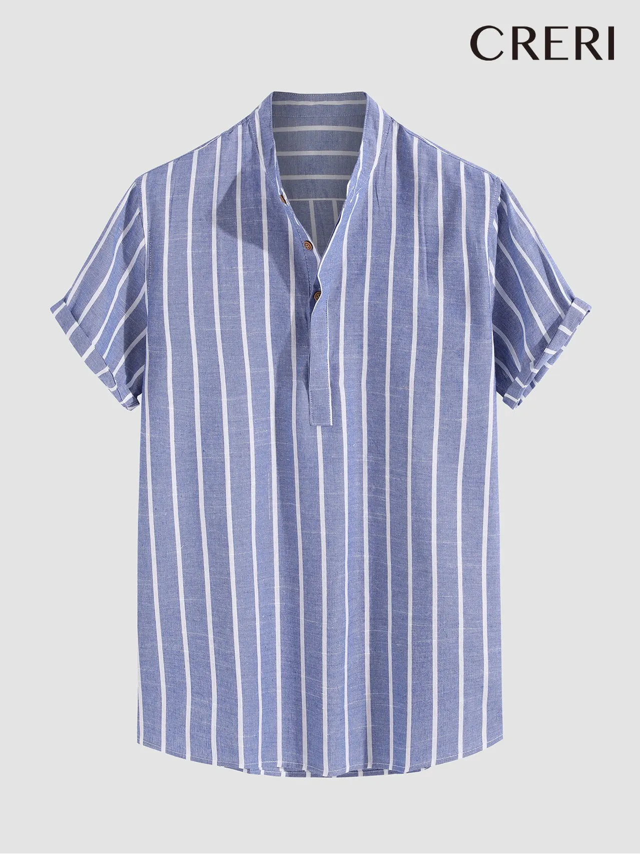 CRERI Classic Stripes Short Sleeve Henley Shirts