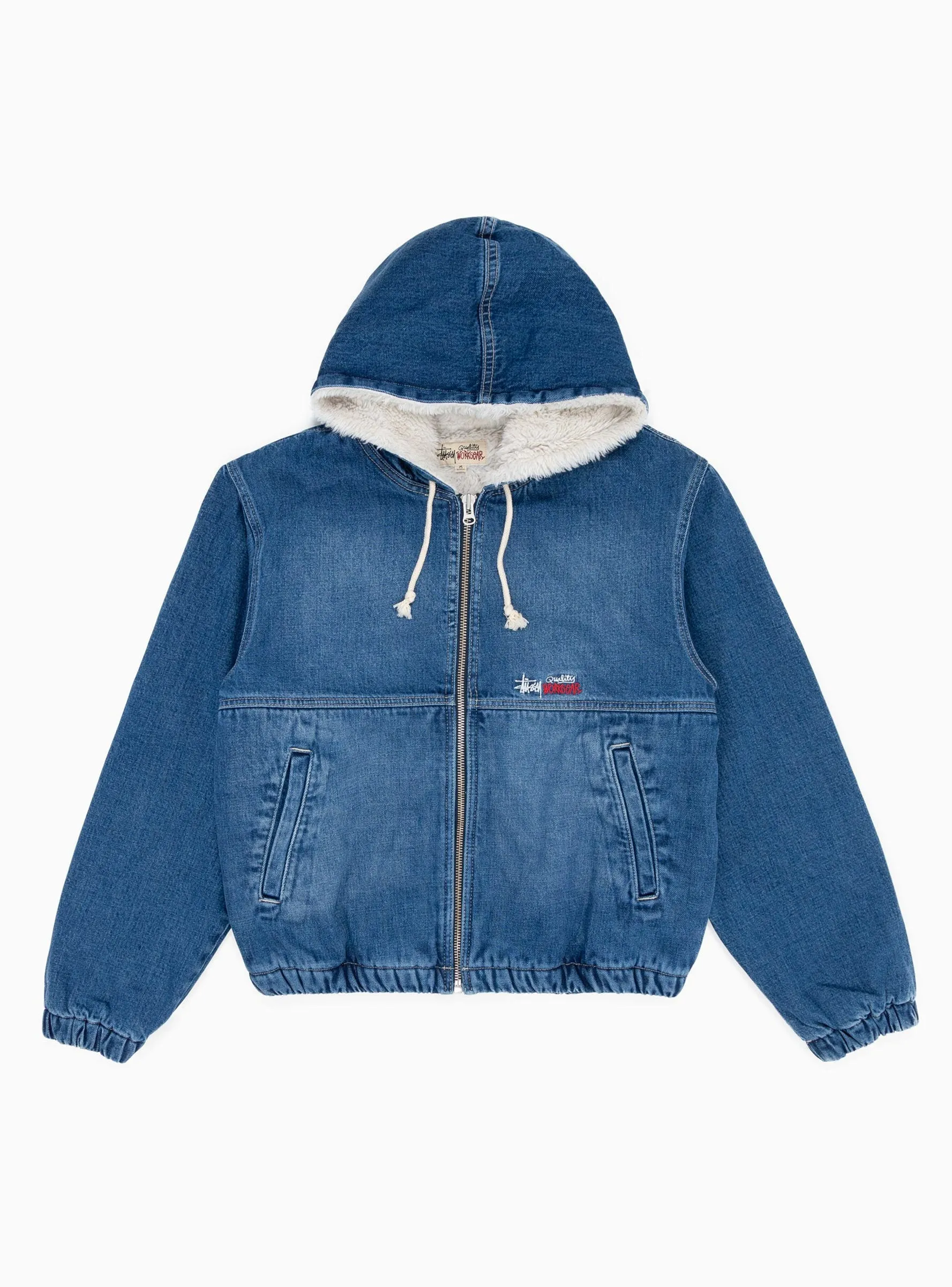 Denim Sherpa Work Jacket Washed Blue