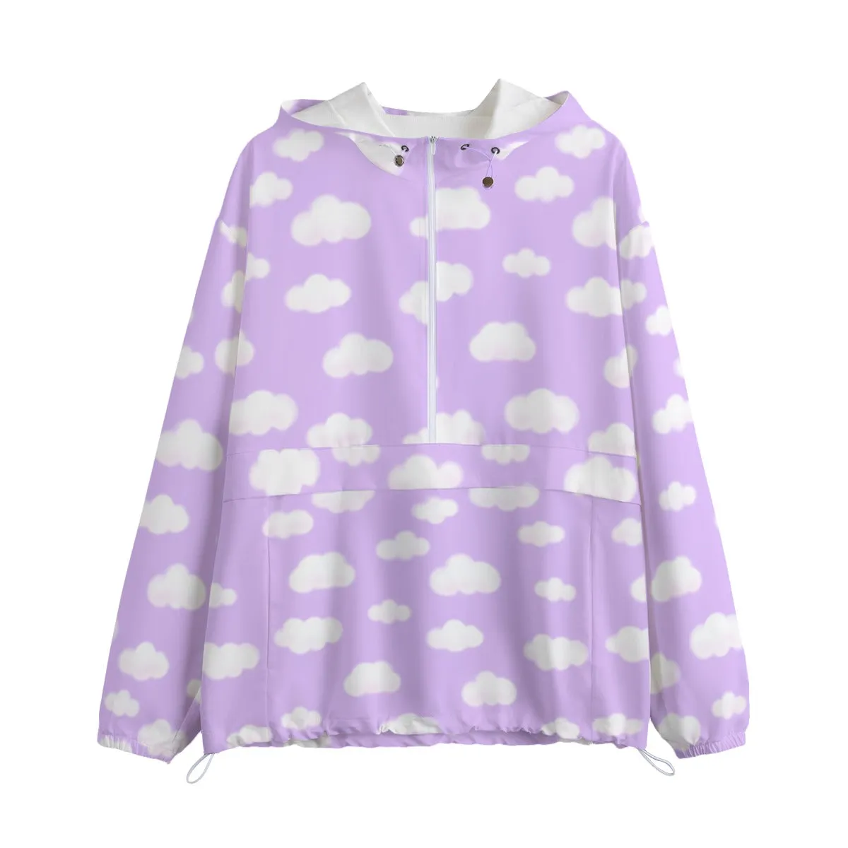 Dreamy Clouds Unisex Half-Zip Anorak Jacket (Lilac)