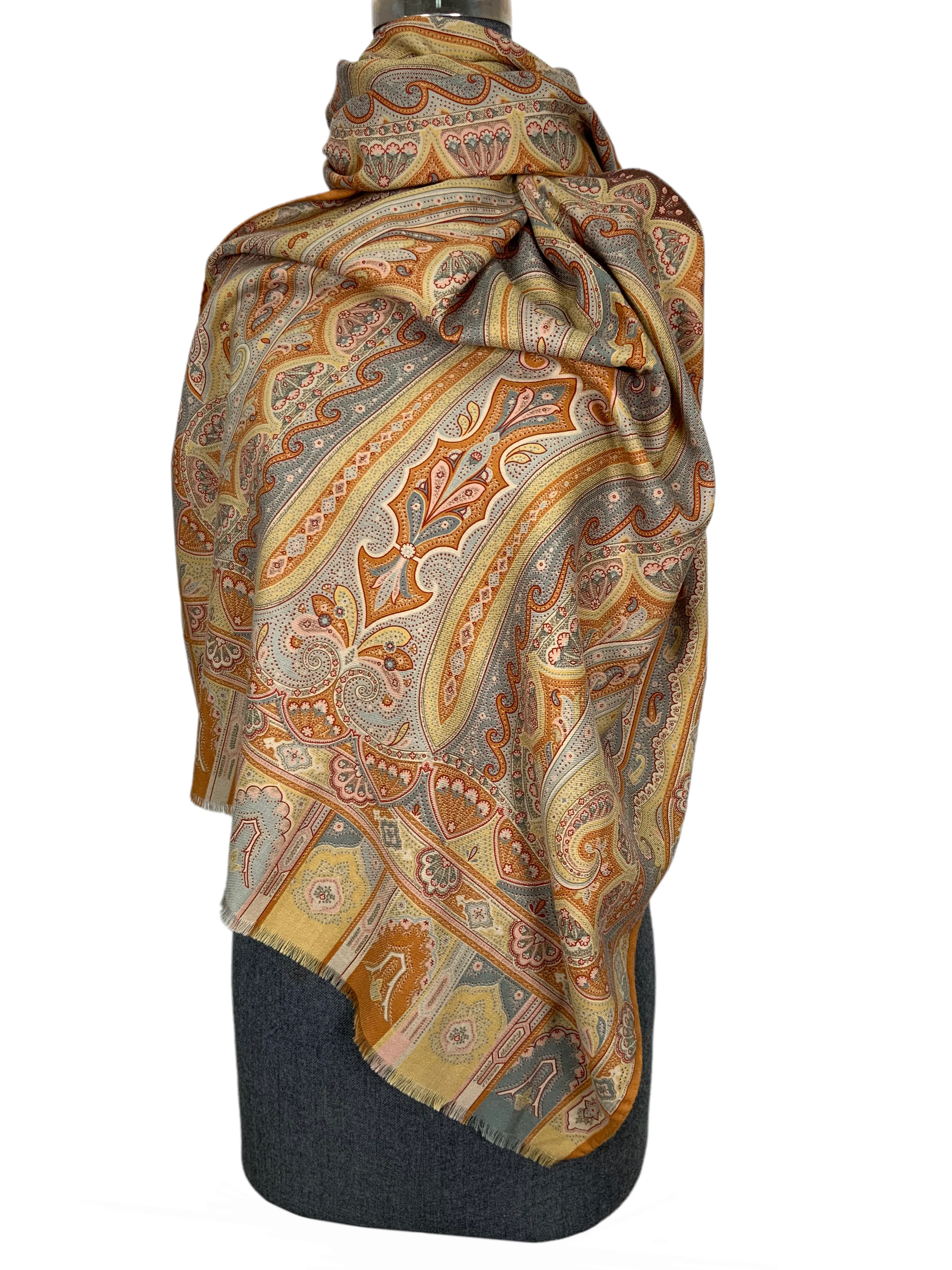 ETRO Paisley Printed Fringe Oblong Scarf