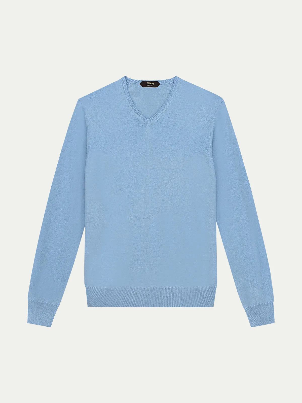 Extrafine Merino V-Neck Light Blue