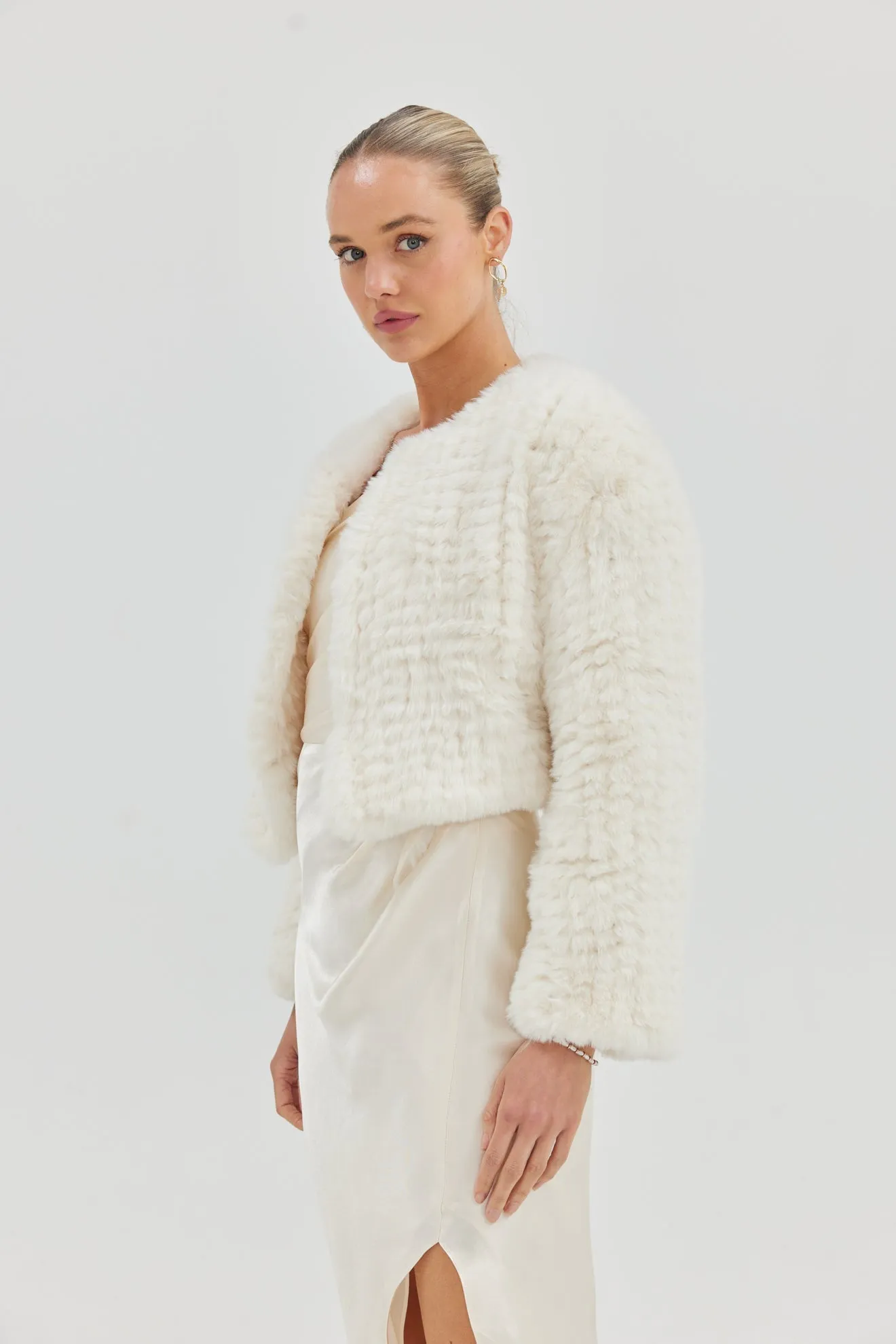 Faux Lola Crop Jacket - Ivory