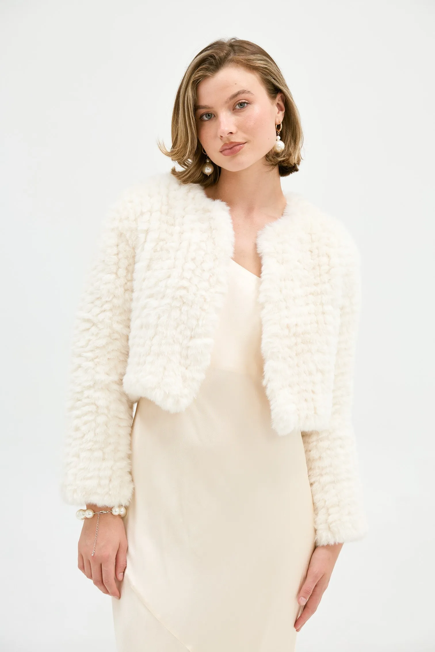 Faux Lola Crop Jacket - Ivory