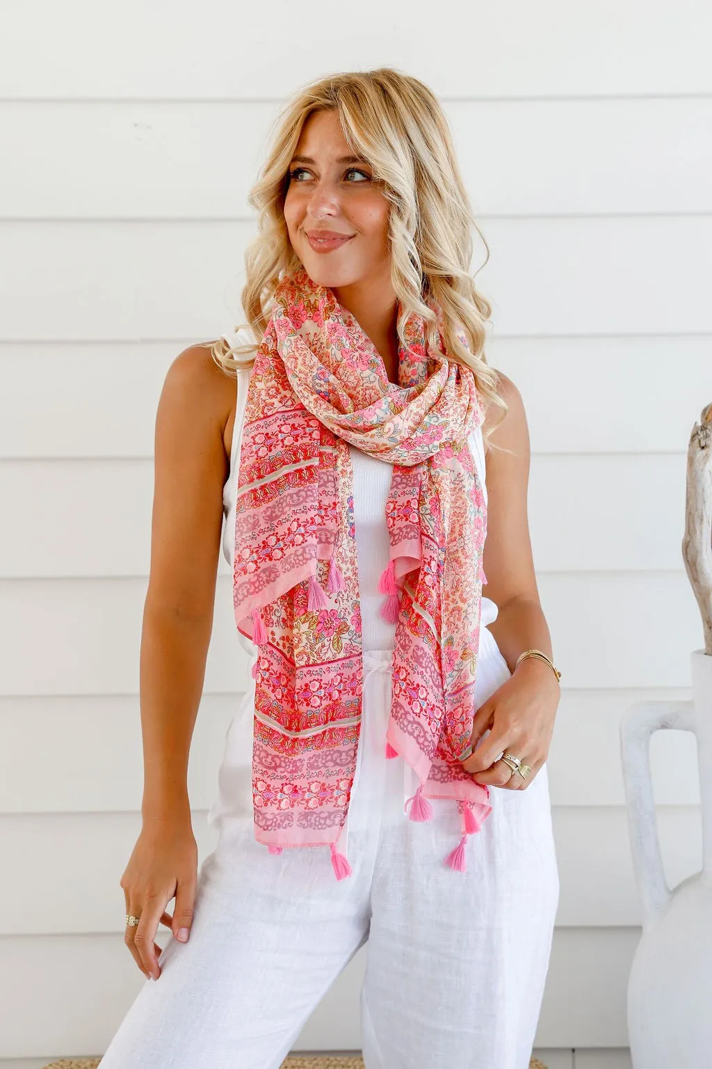 Folk Scarf - Pink