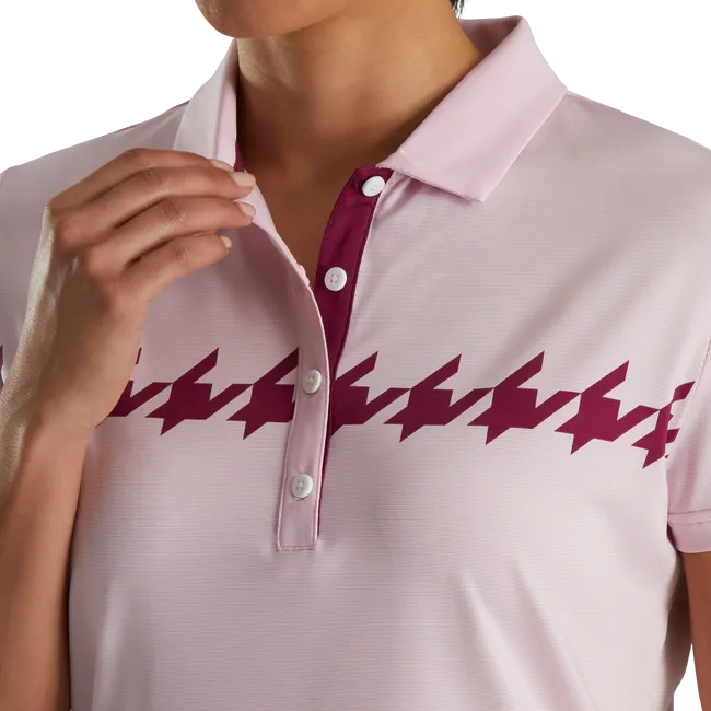 FootJoy Womens Cap Sleeve Houndstooth Print Polo