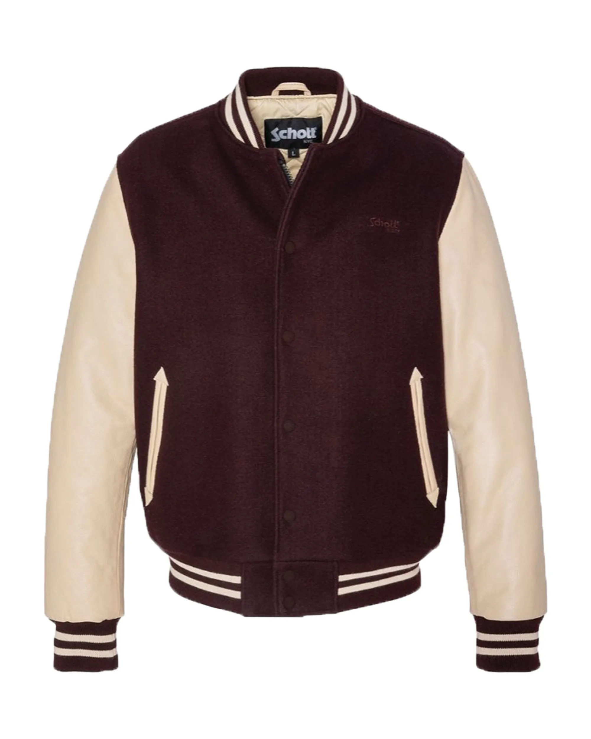 Giacca Schott NYC Varsity Jacket Bordeaux Beige