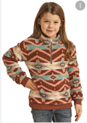 Girls Rock and Roll Aztec Sherpa Pullover