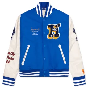 Heron Patches Varsity Jacket - Blue/Yellow