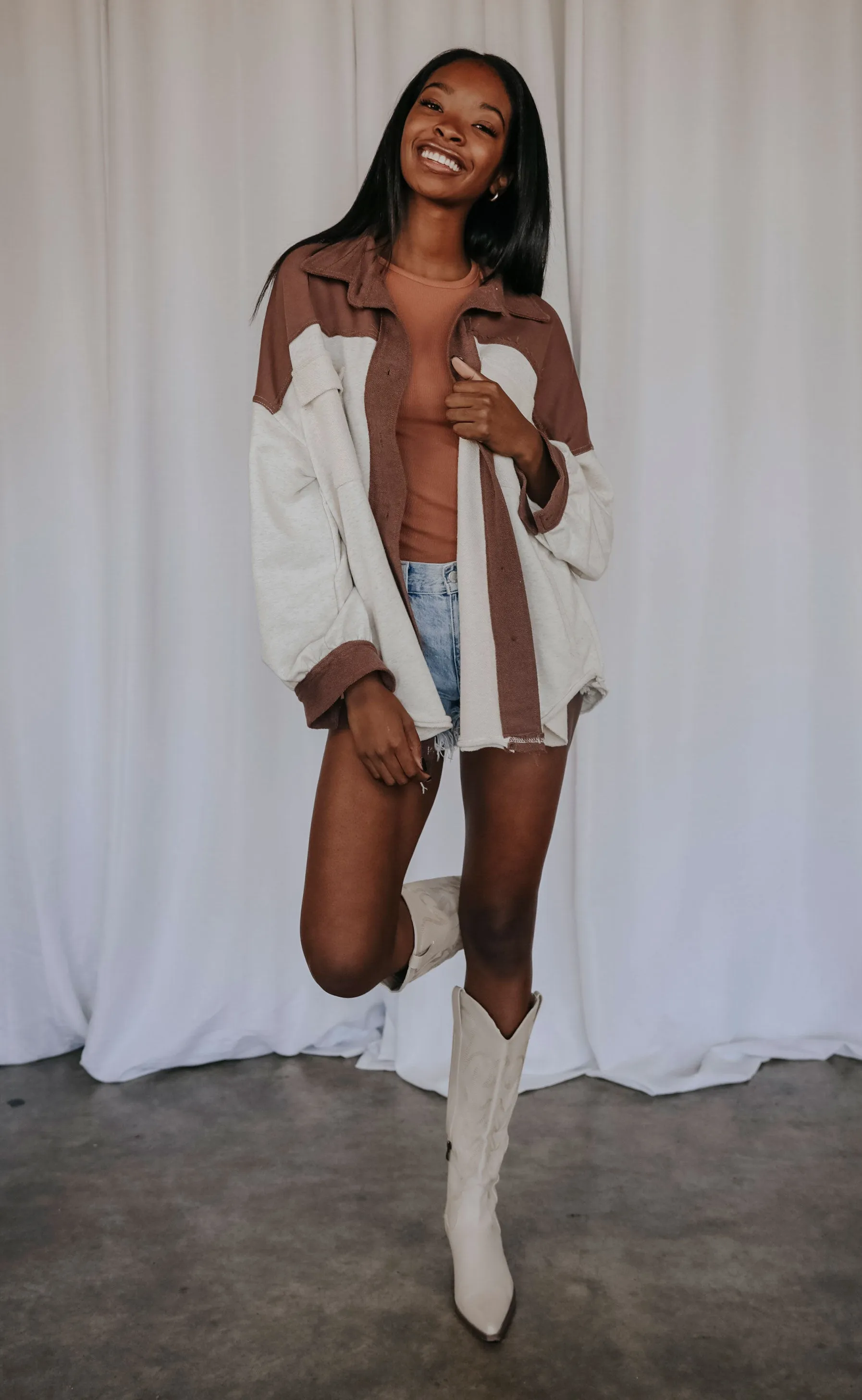 in our feels jacket - brown