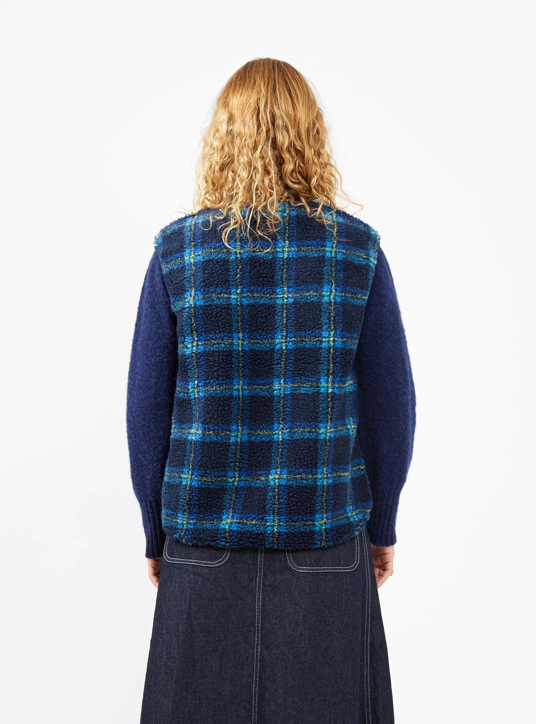 Jacquard Boa Vest Navy Check