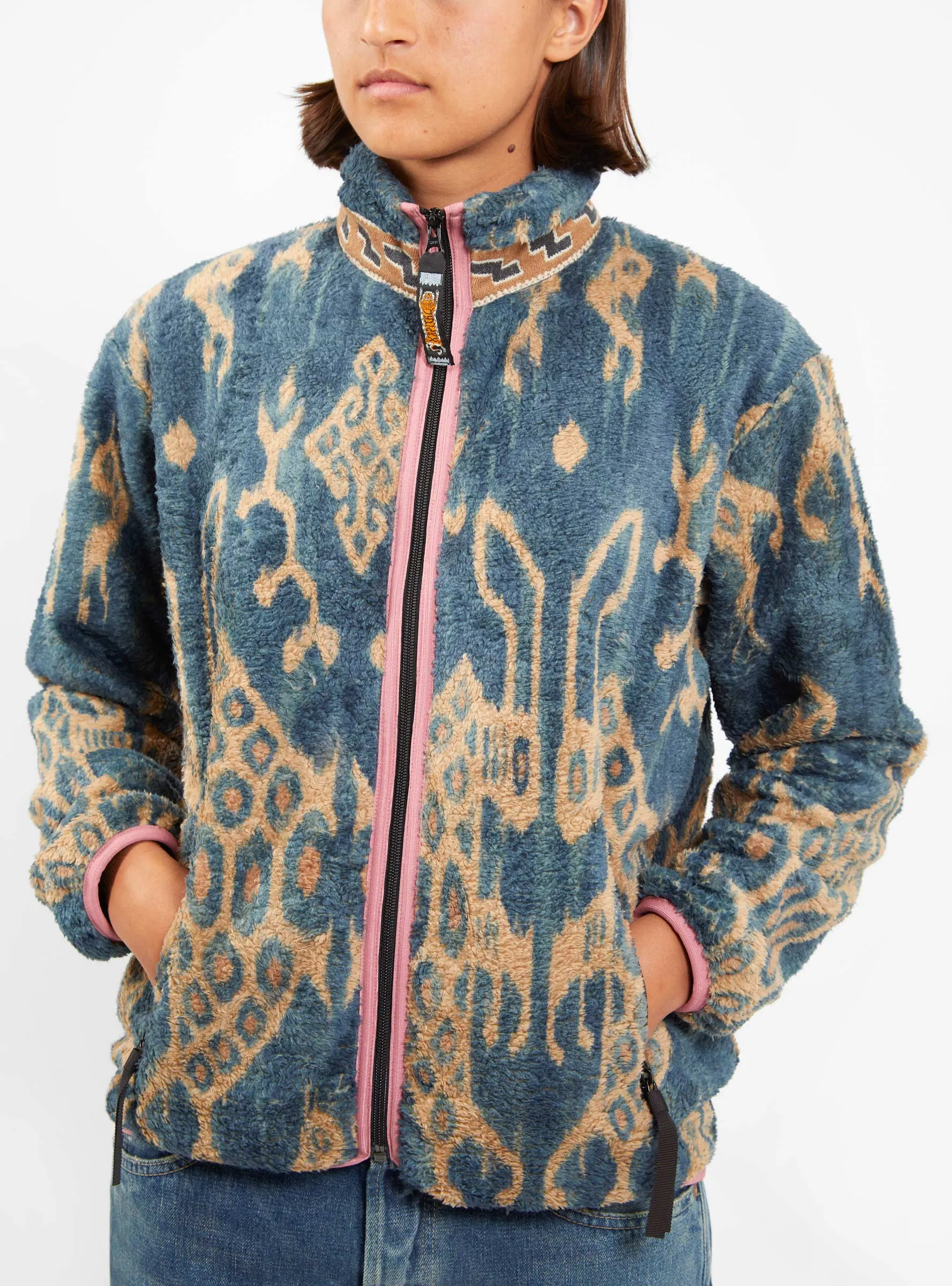 Java Kasuri Fleece Blouson Jacket Navy