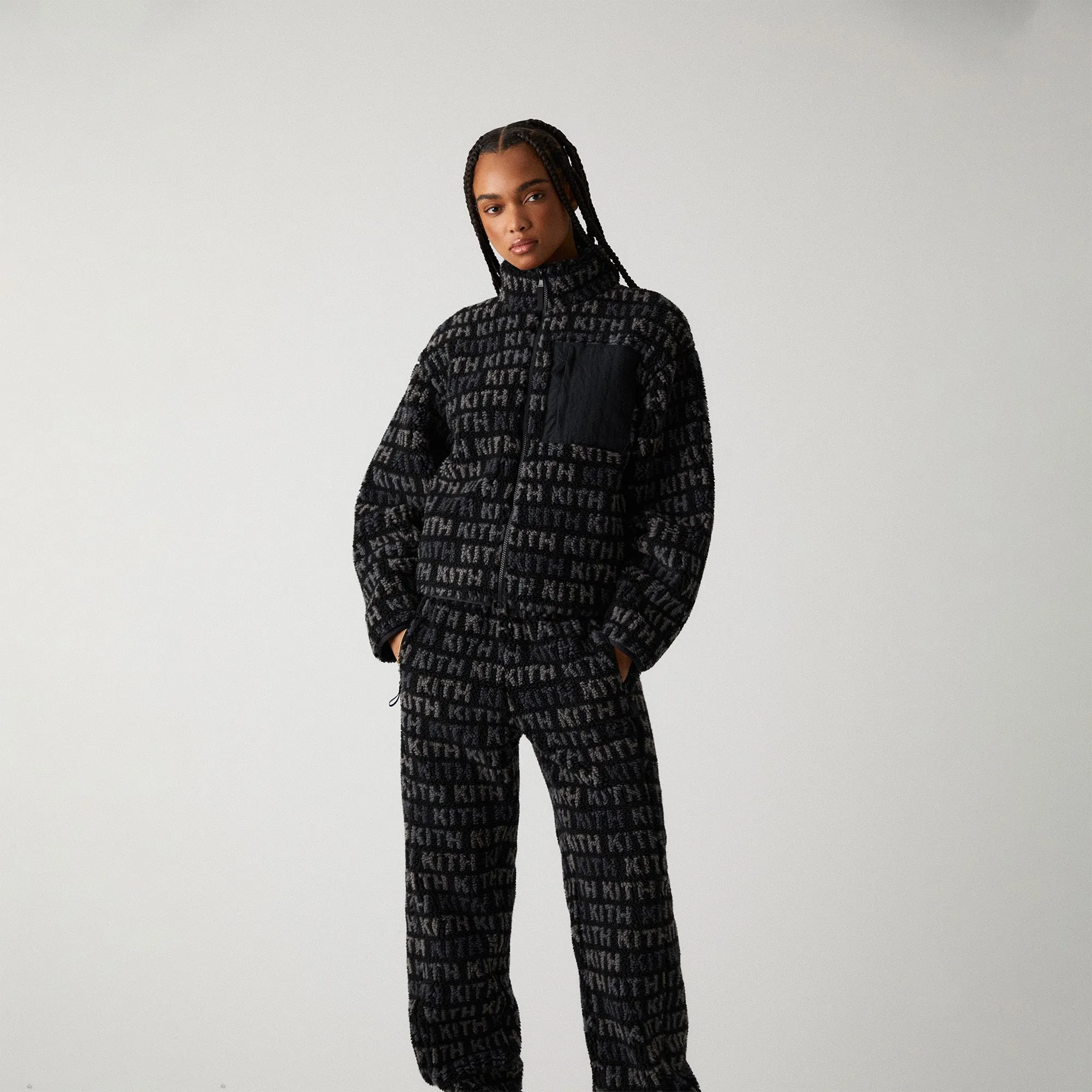 Kith Women Waverly Multi Monogram Fleece - Black