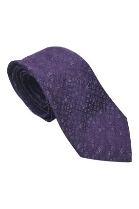 LOEWE 100% Silk Purple Tie Silver Polka Dot With Logo Repeat (60" L | 3.3" W)