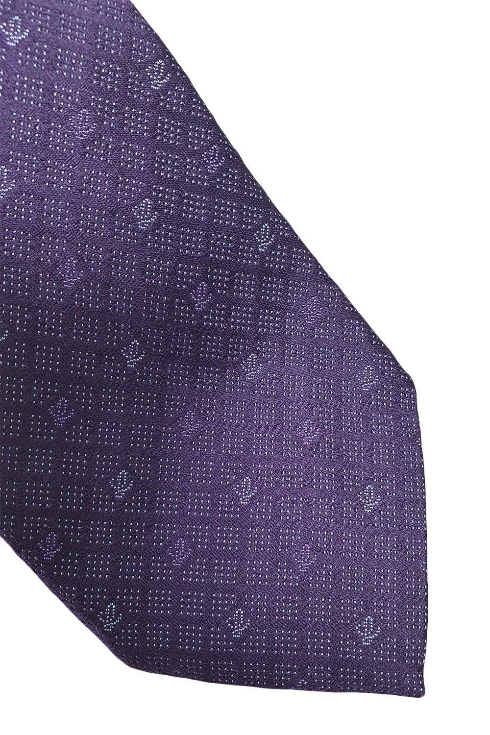 LOEWE 100% Silk Purple Tie Silver Polka Dot With Logo Repeat (60" L | 3.3" W)