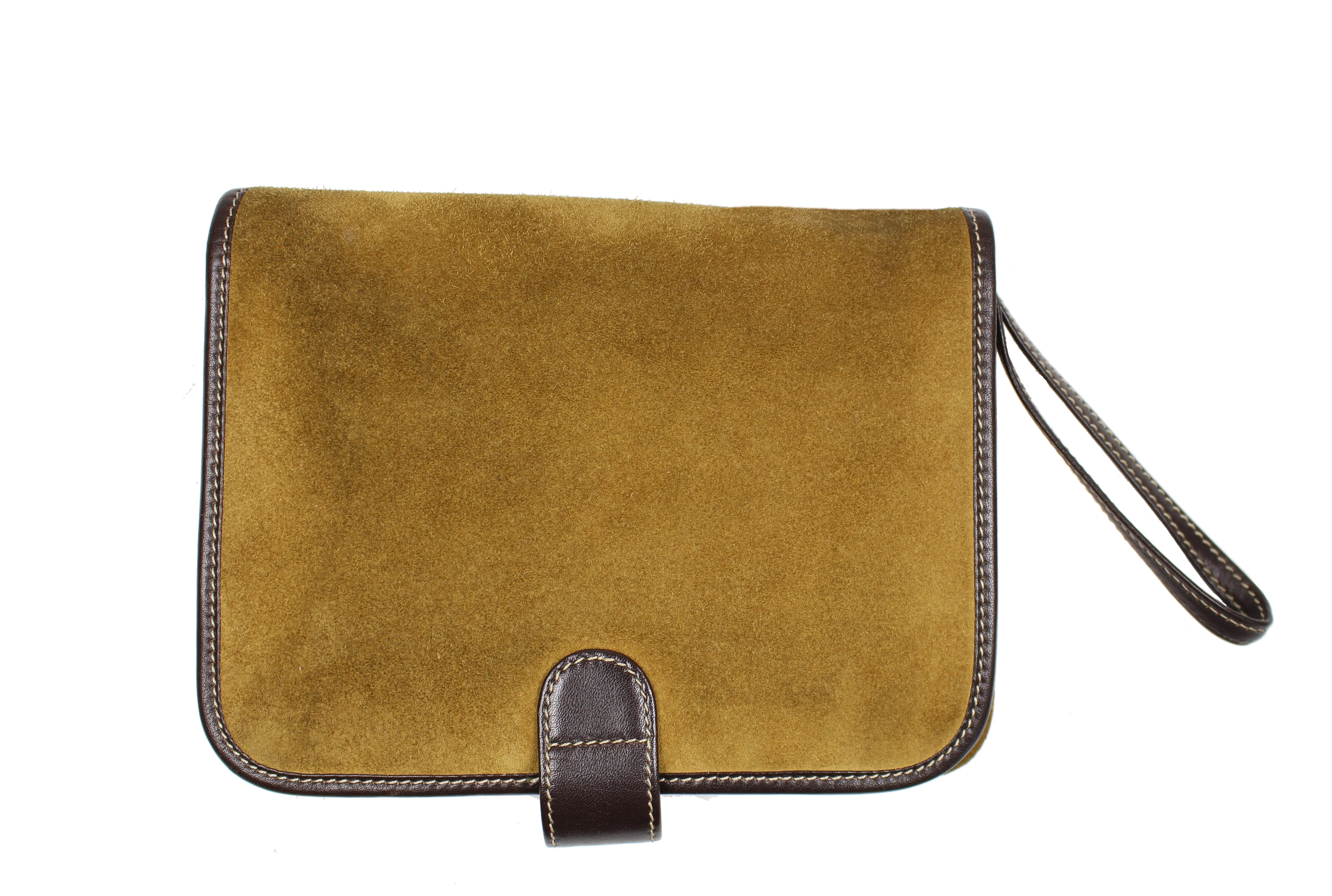 LOEWE beige suede pochette bag