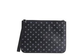 LOEWE MADRID ISLA CLUTCH BLUE MONOGRAM BLACK CALFSKIN - PIEL VACUNO & PALLADIUM HARDWARE (061402) WITH DUST COVER AND BOX