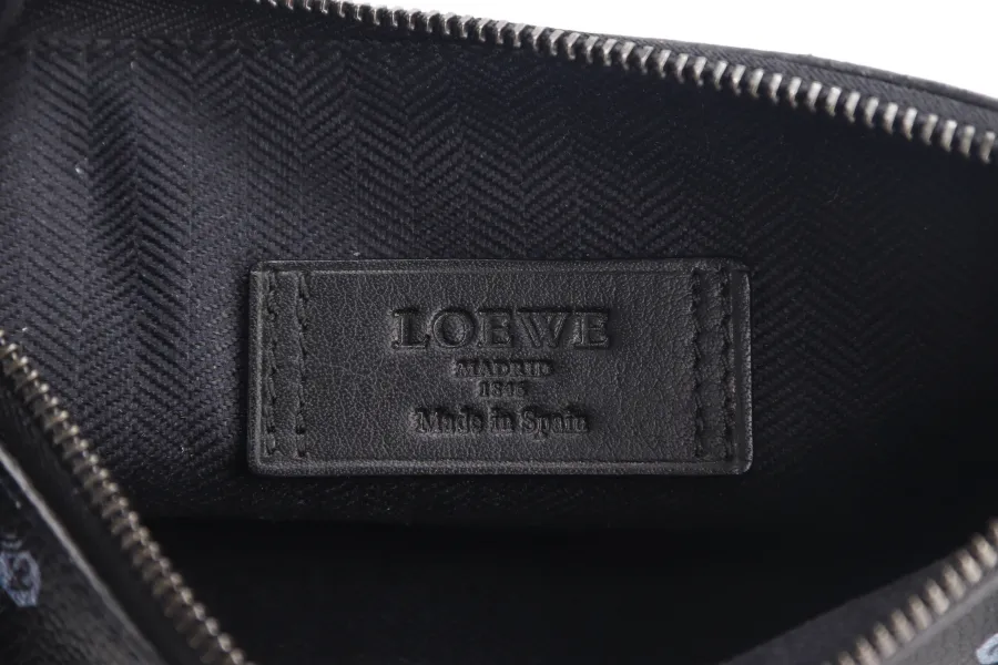 LOEWE MADRID ISLA CLUTCH BLUE MONOGRAM BLACK CALFSKIN - PIEL VACUNO & PALLADIUM HARDWARE (061402) WITH DUST COVER AND BOX