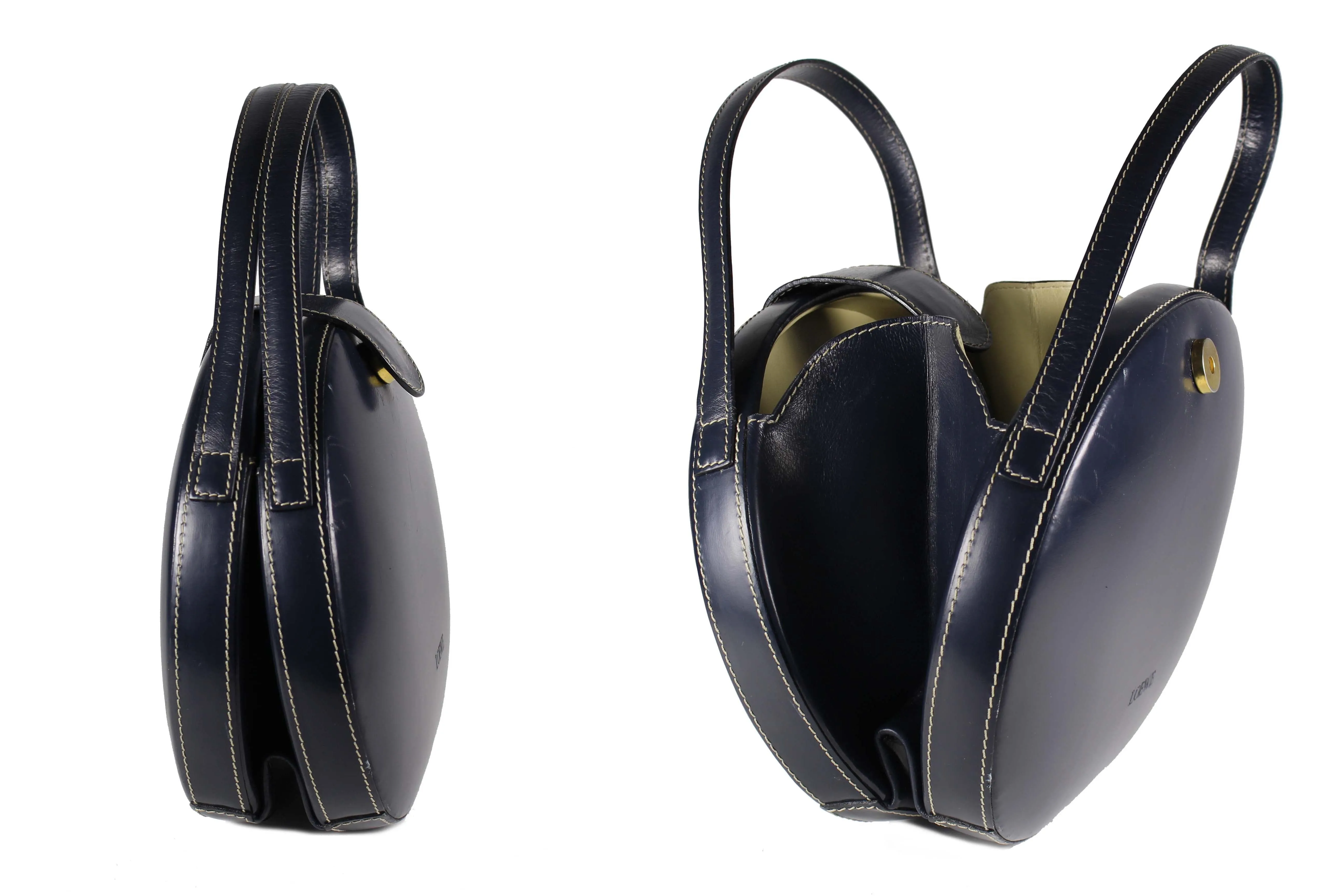 LOEWE Plaza dark blue leather bag