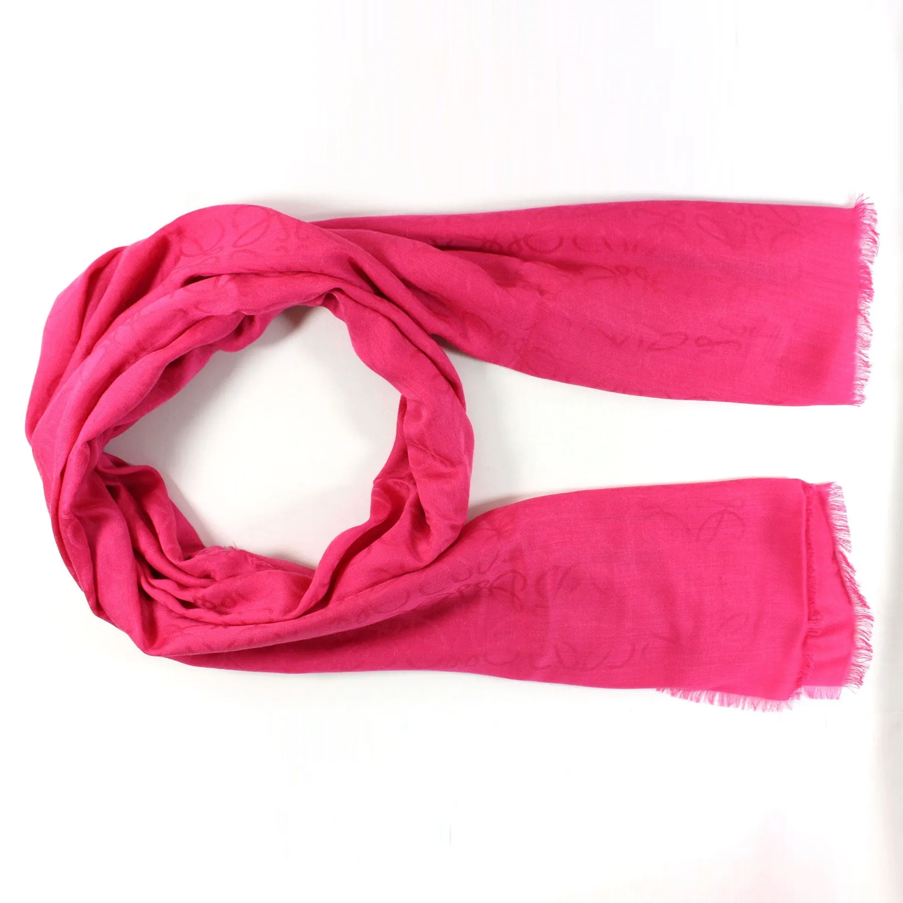 Loewe Scarf Fuchsia Solid Anagram - Wool Silk Cashmere Shawl