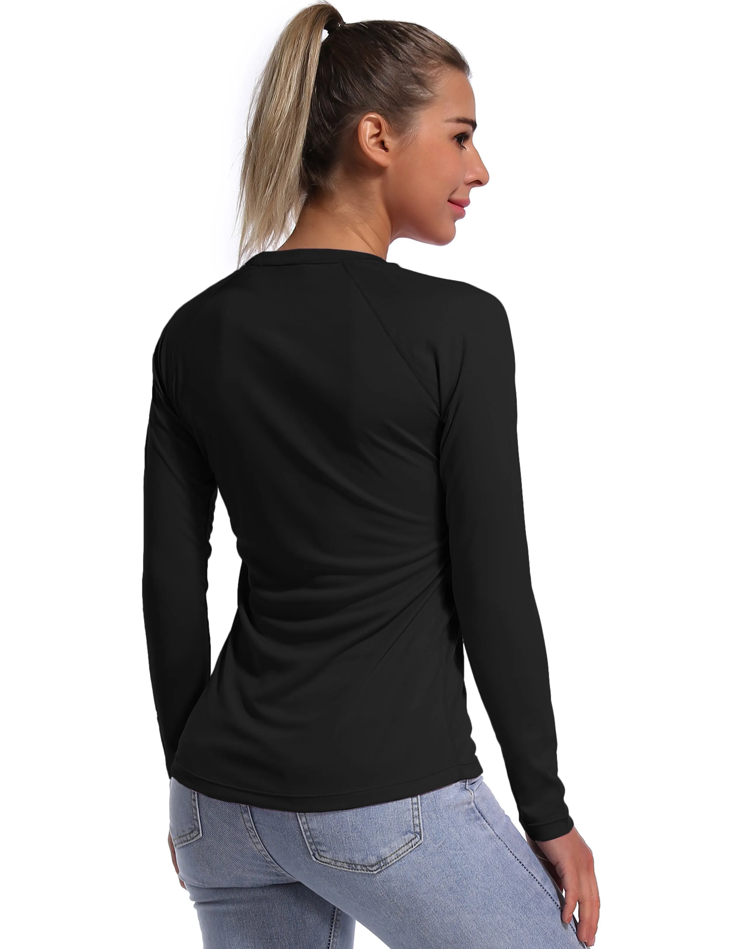 Long Sleeve Athletic Shirts black_yogastudio