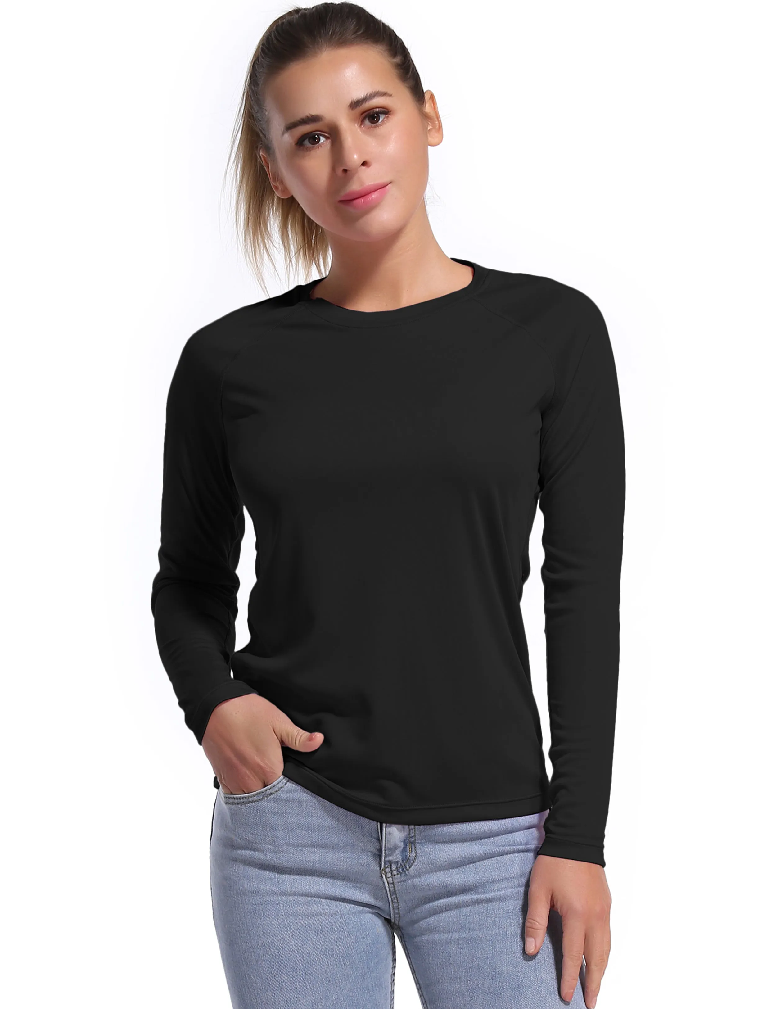 Long Sleeve Athletic Shirts black_yogastudio