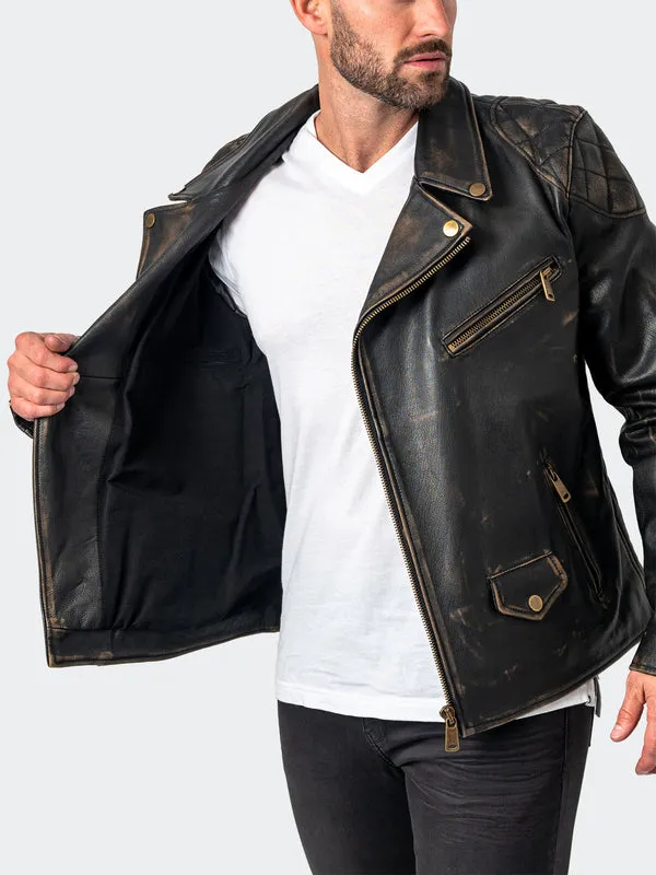 Maceoo Jacket | LEATHER BIKERDESTROYED BROWN