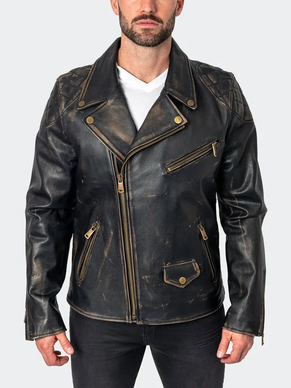 Maceoo Jacket | LEATHER BIKERDESTROYED BROWN