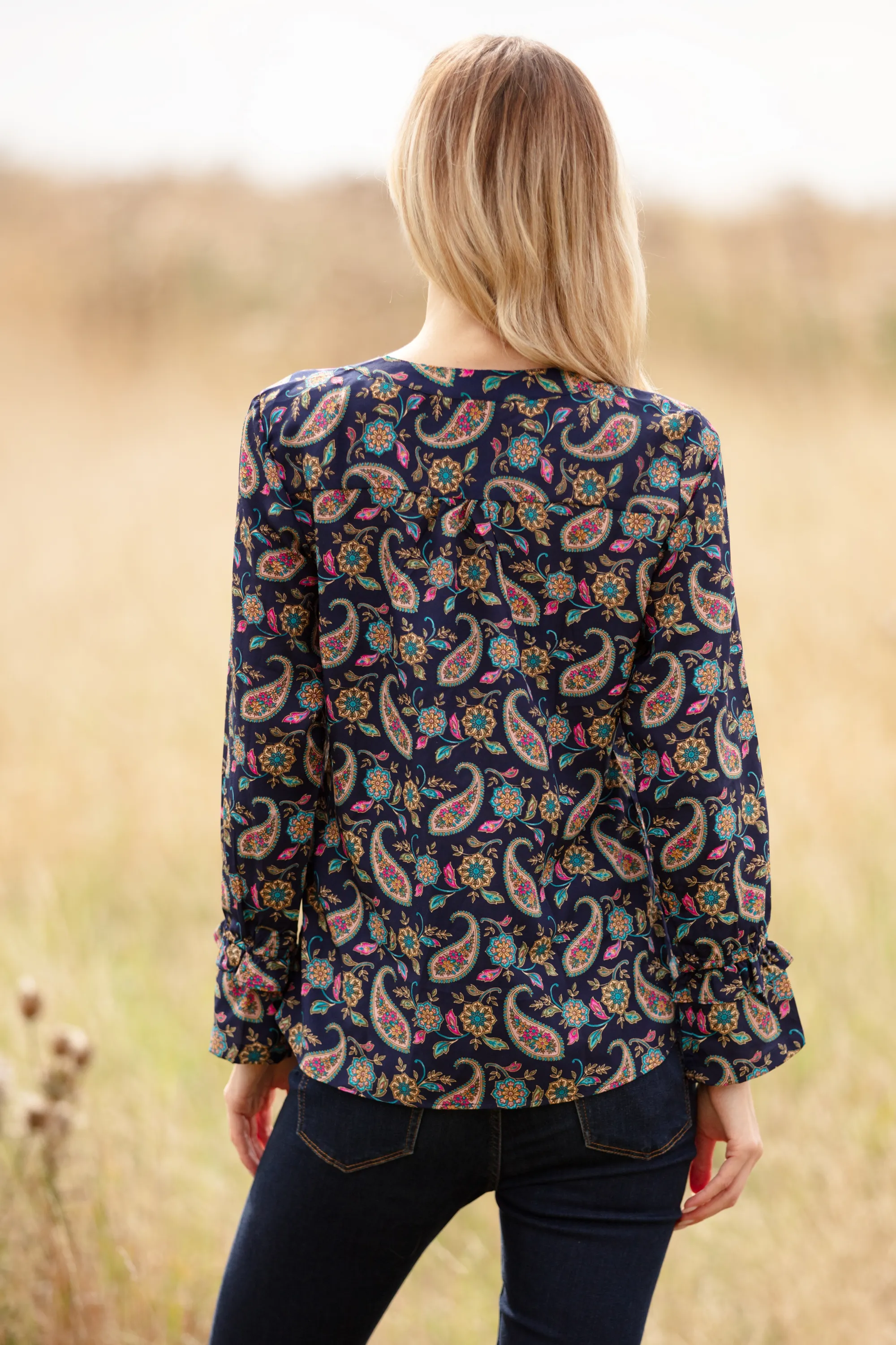 Meg Shirt in Navy Paisley