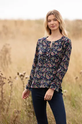 Meg Shirt in Navy Paisley