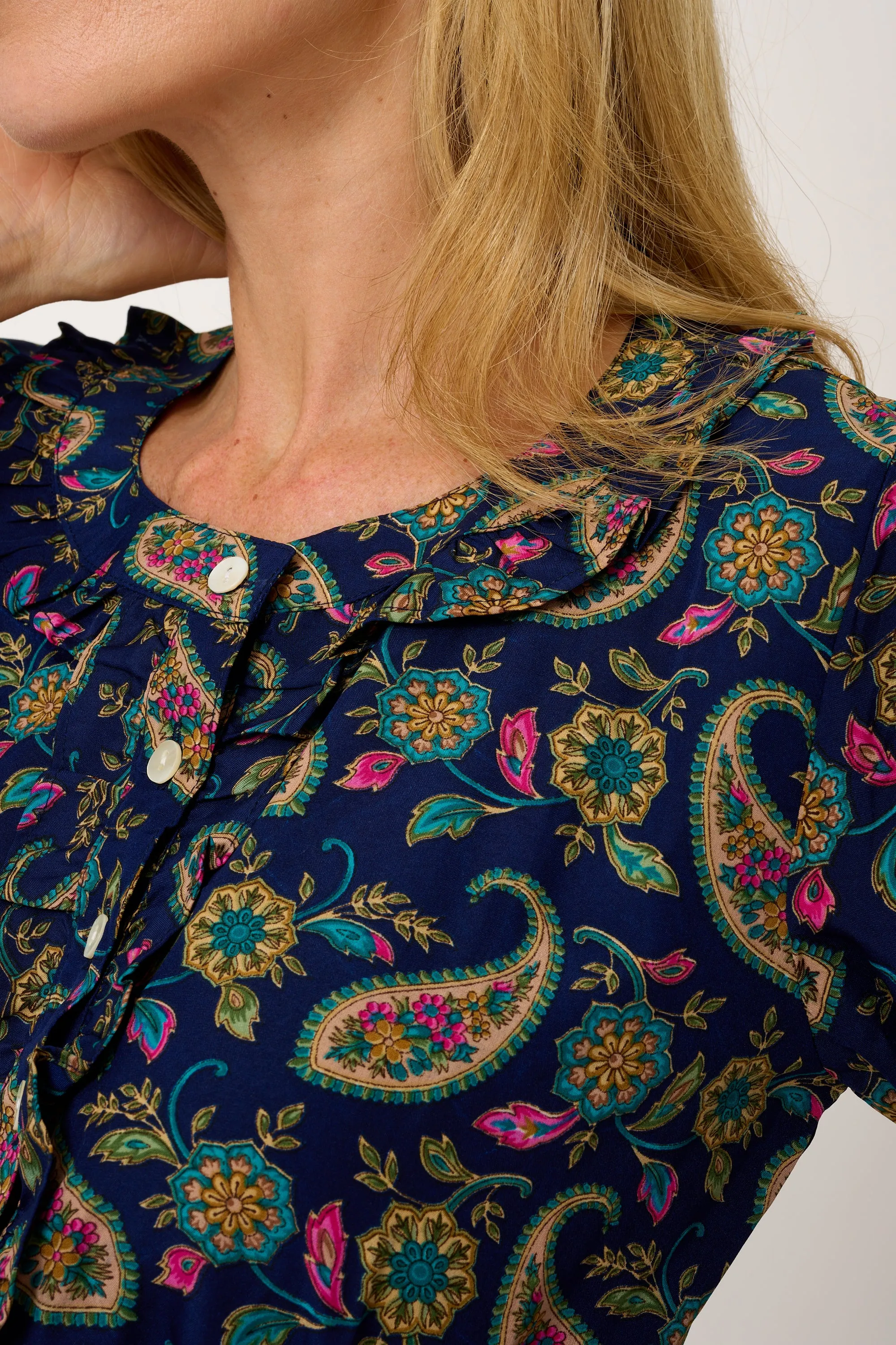 Meg Shirt in Navy Paisley