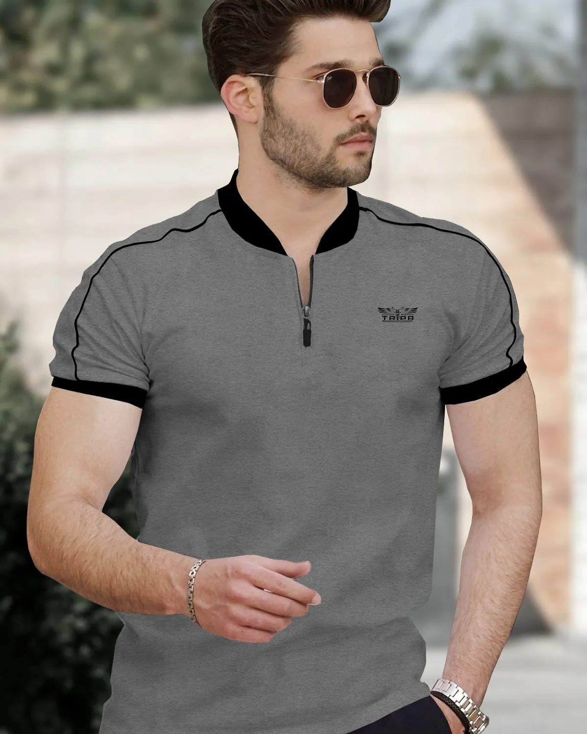 Men Mandarin Collar Half Sleeve T-Shirts | 6 Colors