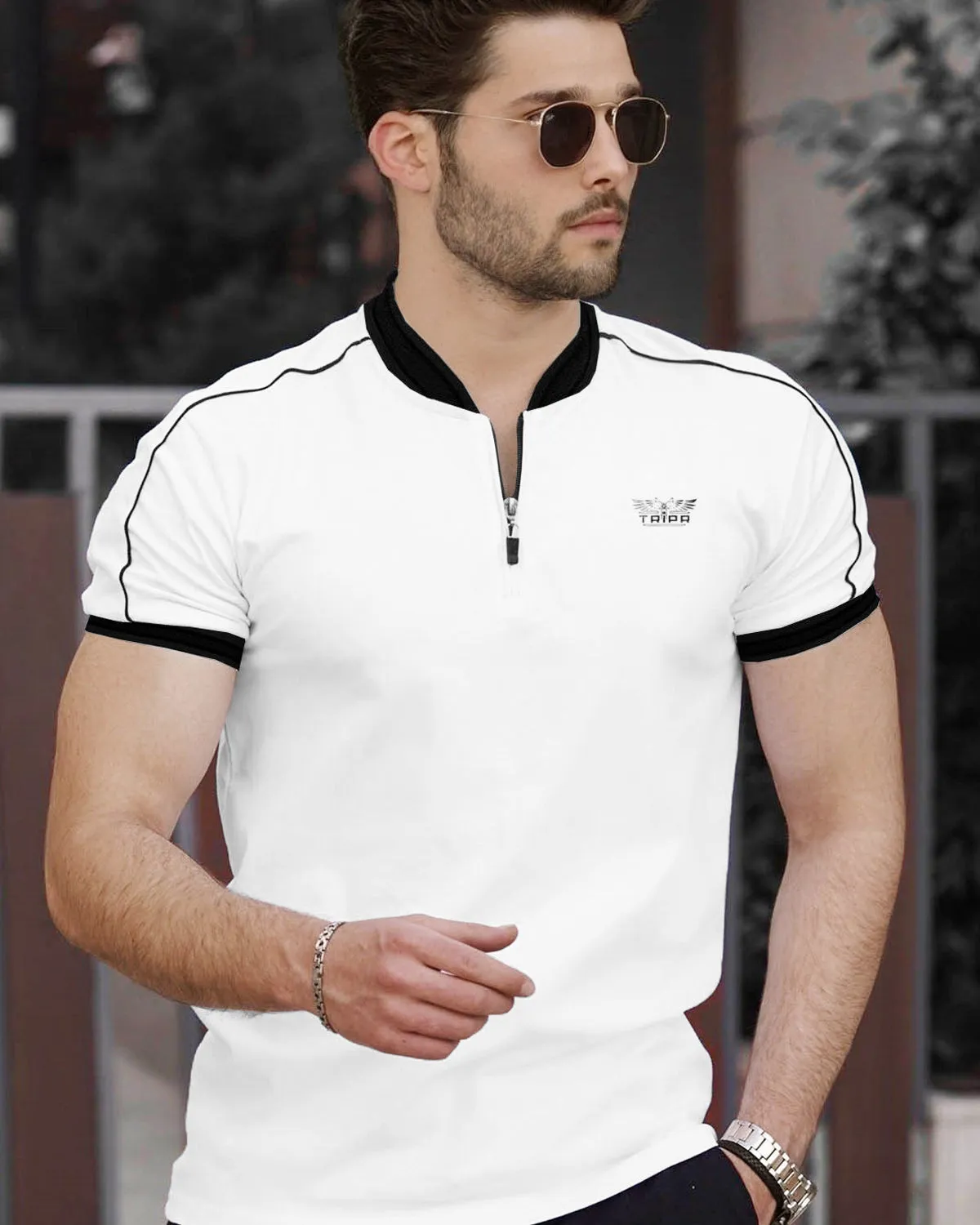 Men Mandarin Collar Half Sleeve T-Shirts | 6 Colors