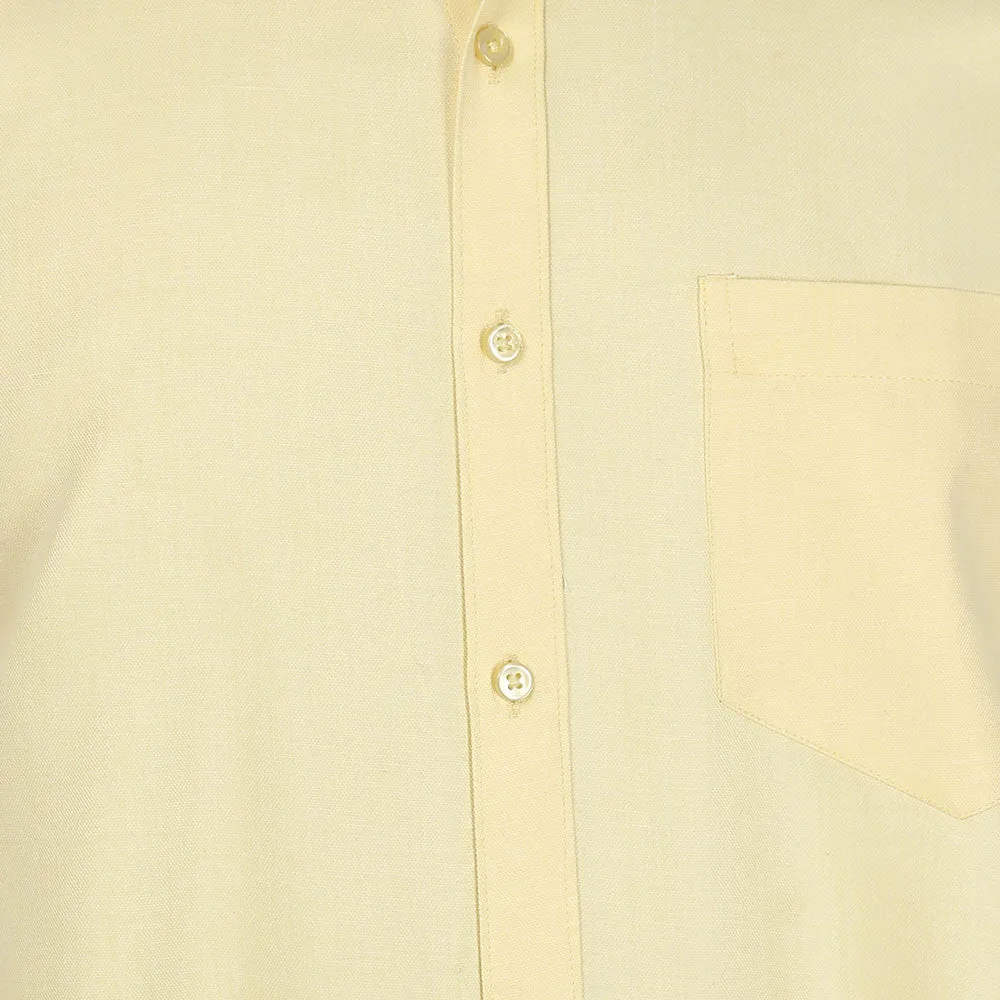 Men's Long Sleeve Cotton Button Down Dress Shirt (Lemon)