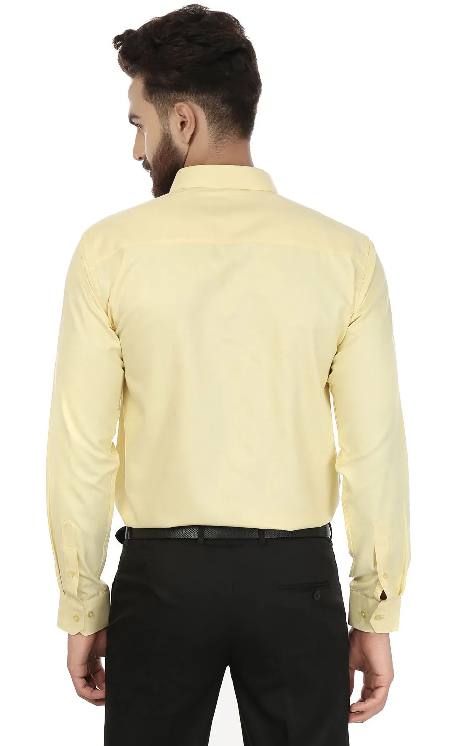 Men's Long Sleeve Cotton Button Down Dress Shirt (Lemon)